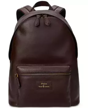 Мужской кожаный рюкзак Pebbled Leather с текстурой «пеббл» Polo Ralph Lauren, коричневый