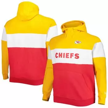 Мужской красный флисовый пуловер с капюшоном Kansas City Chiefs Big & Tall Current Team с цветными блоками New Era