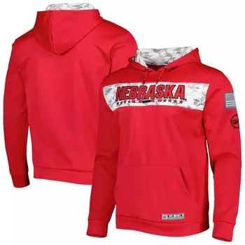Мужской красный пуловер с капюшоном Nebraska Huskers OHT Military Appreciation Team Colosseum
