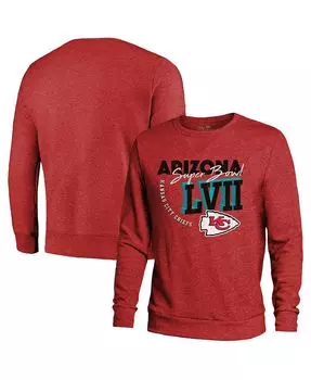 Мужской красный свитер Kansas City Chiefs Super Bowl LVII High Tide Tri-Blend Majestic