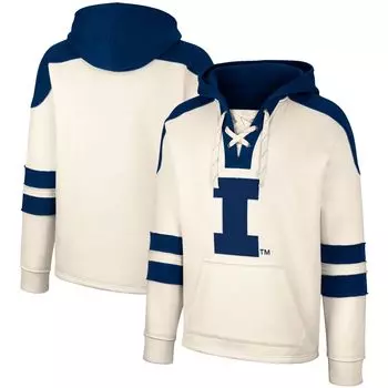 Мужской кремовый пуловер с капюшоном Illinois Fighting Illini Lace-Up 4.0 Vintage Colosseum