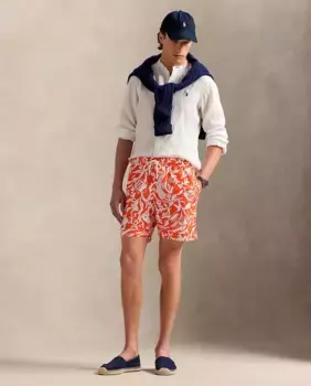Мужской купальник с двумя боковыми карманами и эластичным поясом Ralph Lauren, светло-оранжевый