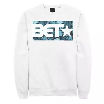 Мужской квадратный свитшот синего цвета с цветочным логотипом BET Licensed Character