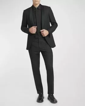 Мужской льняной смокинг с шалевым воротником ZEGNA, цвет Black Solid