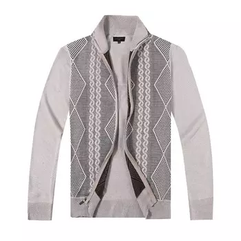 Мужской легкий кардиган с геометрическим дизайном и молнией во всю длину Gioberti, цвет Khaki