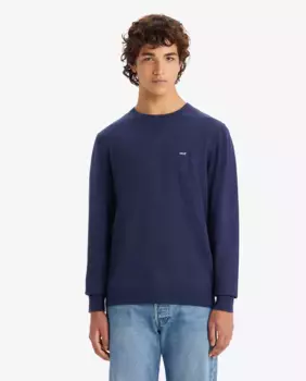 Мужской легкий однотонный свитер с круглым вырезом и длинными рукавами Levi's, темно-синий