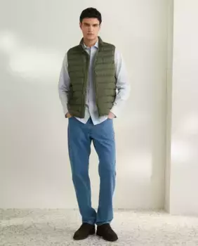 Мужской легкий жилет из переработанного полиэстера и натурального пера Emidio Tucci, цвет Kaki
