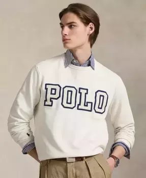 Мужской логотипный флисовый свитшот Polo Ralph Lauren, слоновая кость/кремовый