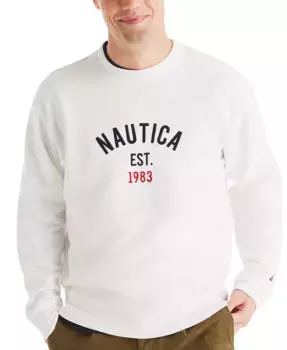 Мужской логотипный свитшот с круглым вырезом Nautica, белый