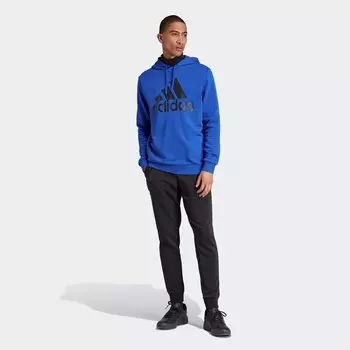Мужской махровый спортивный костюм с большим логотипом Adidas, черный