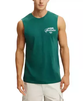 Мужской майка-алкоголик с принтом COTTON ON, зеленый