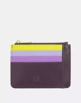 Мужской маленький кожаный держатель для карт на молнии Dudu, пурпурный