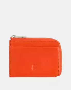 Мужской маленький кожаный кошелек на молнии Dudu, оранжевый