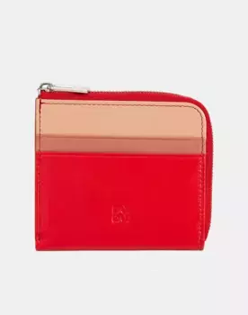 Мужской маленький кожаный кошелек на молнии Dudu, красный