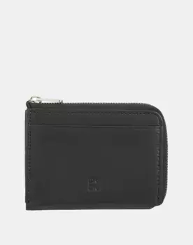 Мужской маленький кожаный кошелек на молнии Dudu, чёрный