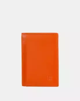 Мужской маленький кожаный кошелек с окошком и клапаном Dudu, оранжевый