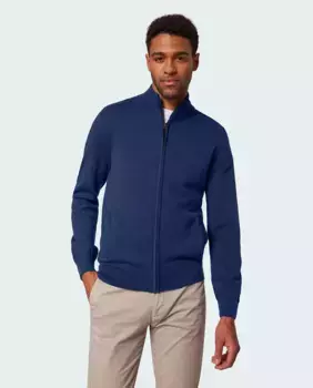 Мужской мягкий хлопковый кардиган на молнии Pierre Cardin, темно-синий