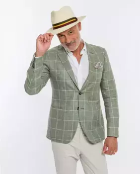 Мужской мягкий пиджак в сетку светло-оливкового цвета Wickett Jones, светло-зеленый