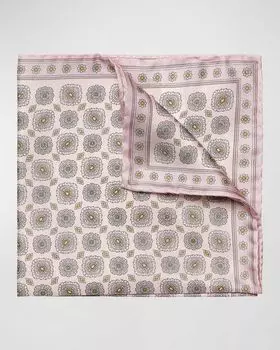 Мужской нагрудный платок из шелка тусса с принтом медальона Eton, цвет Pink