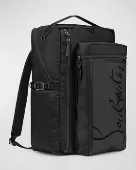 Мужской нейлоновый рюкзак Loubideal на кроссовках с подошвой Christian Louboutin, цвет Black/Black/Black