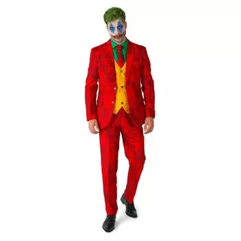Мужской облегающий костюм для Хэллоуина Suitmeister DC Comics Scarlet Joker с галстуком, красный