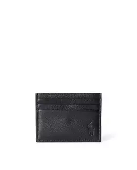 Мужской однотонный держатель для карт из зернистой кожи Ralph Lauren, чёрный
