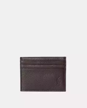 Мужской однотонный держатель для карт из зернистой кожи Ralph Lauren, коричневый