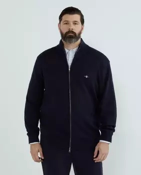 Мужской однотонный кардиган на молнии больших размеров Gant, темно-синий