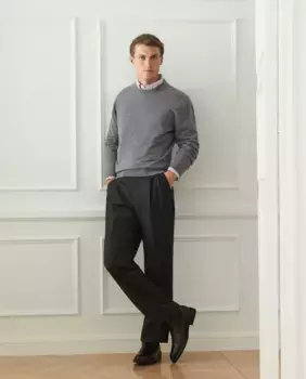 Мужской однотонный кашемировый шерстяной свитер с круглым вырезом Emidio Tucci, серый