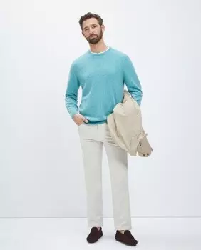 Мужской однотонный кашемировый свитер с круглым вырезом Emidio Tucci, светло-зеленый