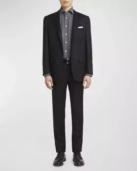 Мужской однотонный костюм из шерсти и кашемира Kiton, цвет Blk