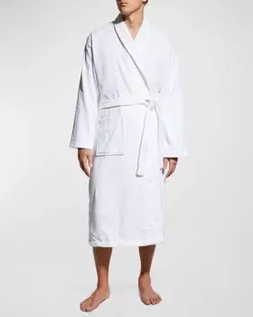 Мужской однотонный махровый халат Derek Rose, цвет White