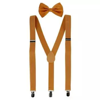 Мужской однотонный модный цветной комплект из галстука-бабочки и подтяжек CTM, цвет mustard