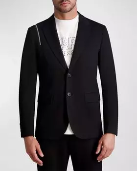Мужской однотонный пиджак с молнией на плечах Karl Lagerfeld, цвет Black