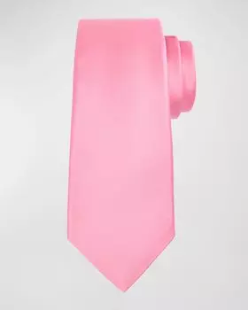 Мужской однотонный шелковый галстук, состоящий из 7 сложений Kiton, цвет Pink
