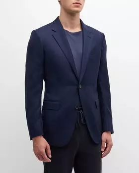 Мужской однотонный шерстяной пиджак ZEGNA, цвет Navy Solid