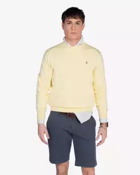 Мужской однотонный свитер с круглым вырезом Harper & Neyer, желтый