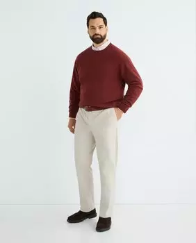 Мужской однотонный свитер с круглым вырезом из 100% кашемира больших размеров Emidio Tucci, бордо