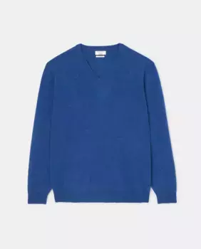 Мужской однотонный свитер с v-образным вырезом больших размеров Emidio Tucci, синий