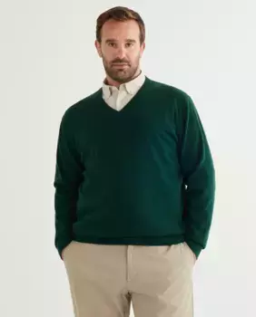 Мужской однотонный свитер с v-образным вырезом больших размеров Emidio Tucci, зеленый