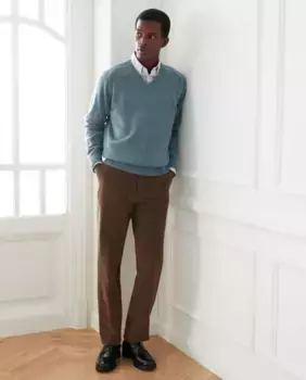 Мужской однотонный свитер с V-образным вырезом из 100% овечьей шерсти Emidio Tucci, зеленый