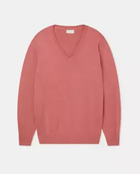 Мужской однотонный свитер с V-образным вырезом Emidio Tucci, светло-розовый