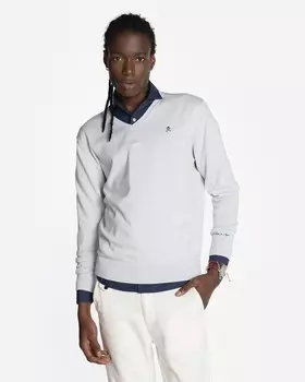 Мужской однотонный свитер с v-образным вырезом Harper & Neyer, светло-синий