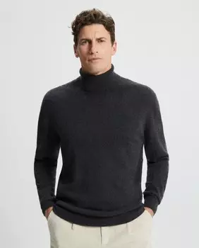 Мужской однотонный свитер с высоким воротником из 100% кашемира Emidio Tucci, темно-серый