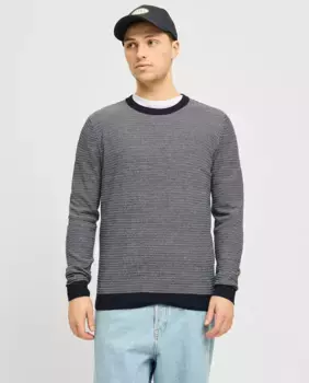 Мужской однотонный трикотажный свитер с длинными рукавами Jack & Jones, синий