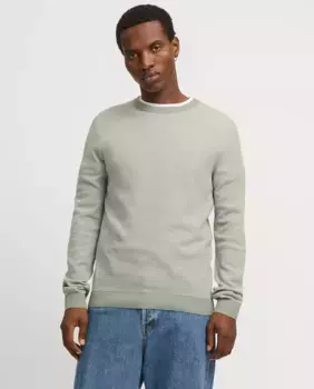 Мужской однотонный трикотажный свитер с длинными рукавами Jack & Jones, зеленый
