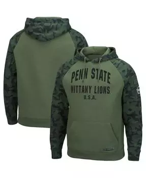 Мужской оливковый, камуфляжный пуловер с капюшоном реглан penn state nittany lions oht в стиле милитари Colosseum, мульти
