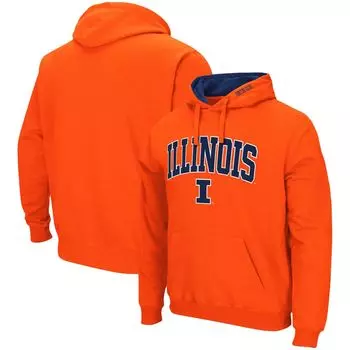 Мужской оранжевый пуловер с капюшоном Illinois Fighting Illini Arch & Logo 3.0 Colosseum