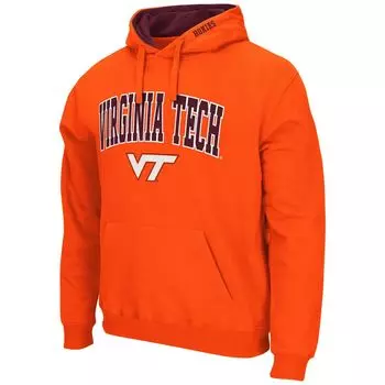 Мужской оранжевый пуловер с капюшоном Virginia Tech Hokies Arch & Logo 3.0 Colosseum