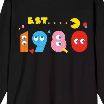 Мужской Pac-Man Est. Футболка 1980-го года с круглым вырезом и длинными рукавами Licensed Character